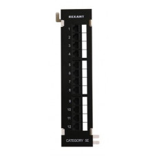 Коммутационная панель, настенная, 12 портов RJ-45, категория 5е, UTP неэкранированная, черная Rexant (04-0020). Патч-панель. Rexant