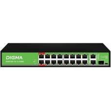 DSP216F-1G-1C-R300 (L2) 16х100Мбит/с 1х1Гбит/с 1хКомбо(1000BASE-T/SFP) 16PoE 16PoE+ 2PoE++ 300W. Коммутатор с питанием по PoE. Digma DSP216F-1G-1C-R300 (L2) 16х100Мбит/с 1х1Гбит/с 1хКомбо(1000BASE-T/SFP) 16PoE 16PoE+ 2PoE++ 300W. Коммутатор с питанием по PoE. Digma