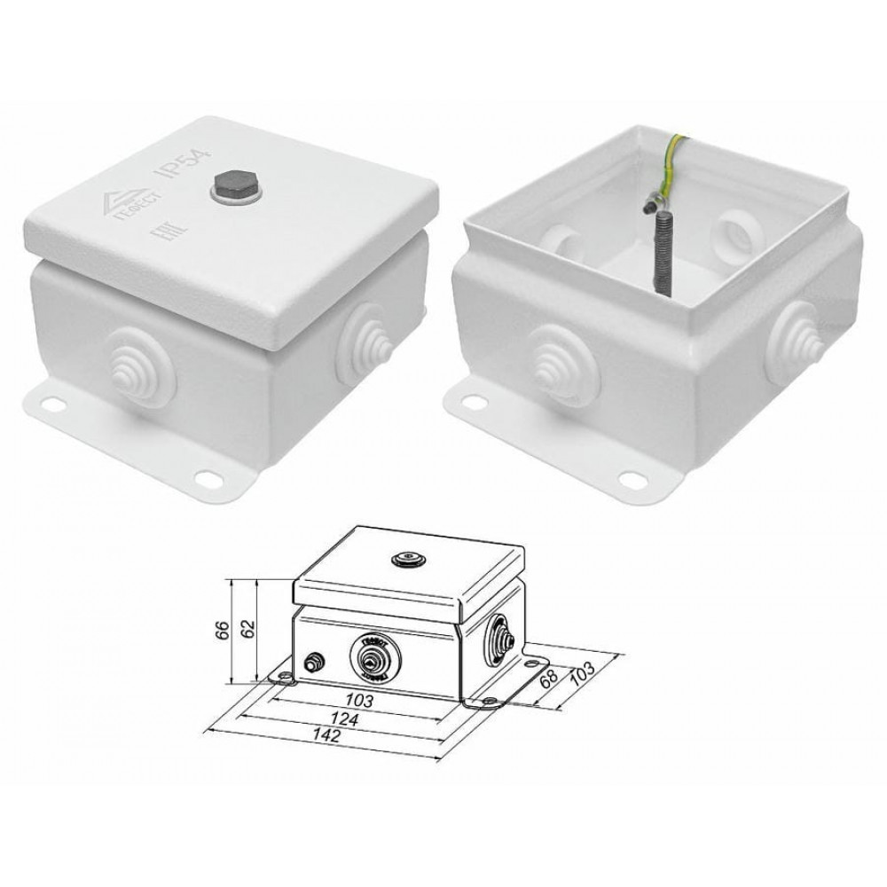 КМ IP55-1010 (без DIN рейки). Коробка монтажная электротехническая. Гефест