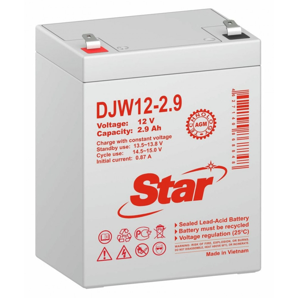 STAR DJW12-2.9. Аккумулятор герметичный свинцово-кислотный. STAR