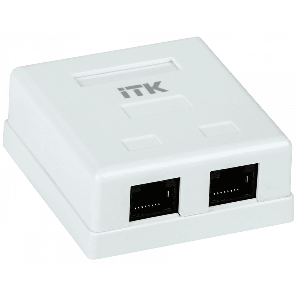 GENERICA Розетка информационная настенная RJ45 кат. 5Е FTP 2 порта (CS2-1C5EF-22-G). Розетка информационная настенная RJ45. IEK