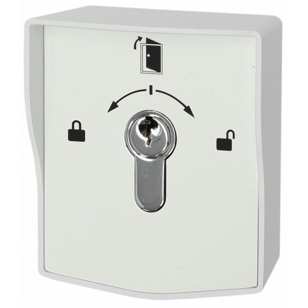 SP-ES440-WT. Переключатель с ключом Keyswitch, накладной, 2 группы контактов ОБЩ/НР/НЗ, белый. Smartec