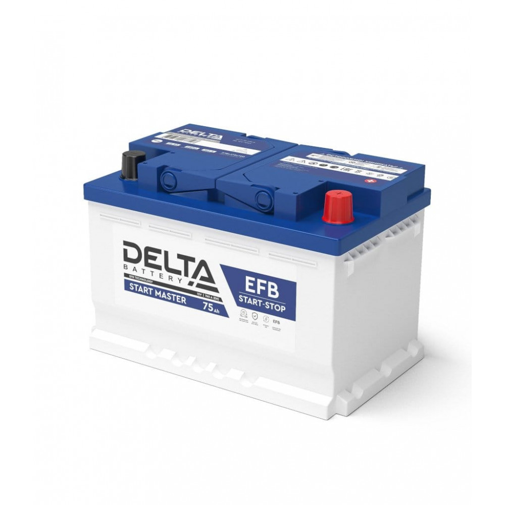 DELTA START MASTER 75 Ah EFB. Аккумулятор автомобильный герметичный свинцово-кислотный. Delta