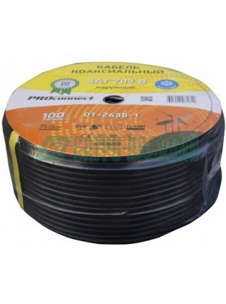 Кабель<br /> Кабель SAT 703 B, Cu/Al/Al, (75%), 75 Ом, черный OUTDOOR 100м PROconnect (01-2436-1)